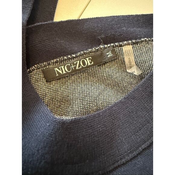 NEW Nic+Zoe Navy French Terry “Style Doesn’t Stop” Tunic Sweater/Top Sz M Preppy - Picture 6 of 13